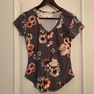 Ardene Grey & Pink Floral T-shirt